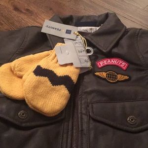 Baby gap peanuts bomber jacket and mittens